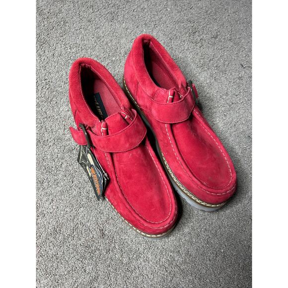 Lugz Men\'s Moc-Toe Buckle Ankle Boots Red Size 12 Vintage With Tags